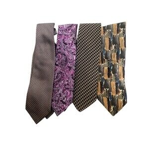 Geoffrey Beene Jimmy V Four Neck Tie Set Lot Bundle Paisley Career Office Work